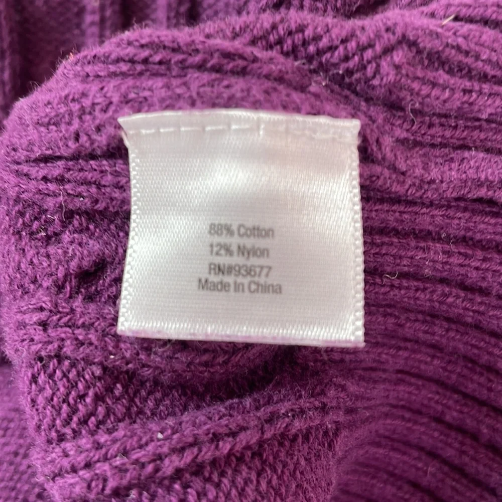 Purple St. John’s Bay PXL cotton blend cable knit V-neck sweater - Picture 5 of 5